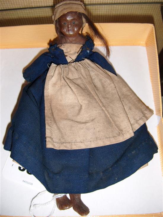 19th century small poured wax maid doll (a.f)